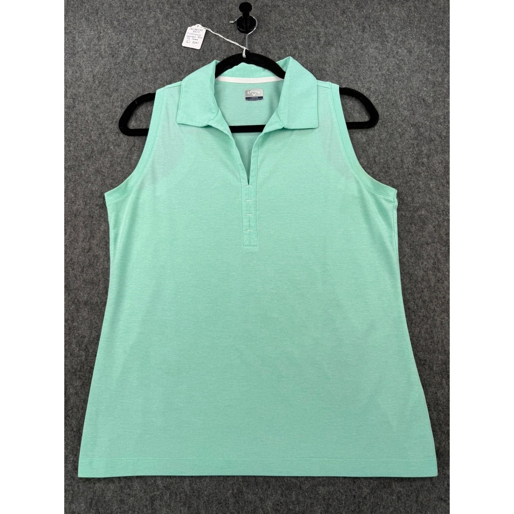 Callaway Womens Sleeveless Golf Polo Shirt Mint Green V-Neck Size Large RN37763